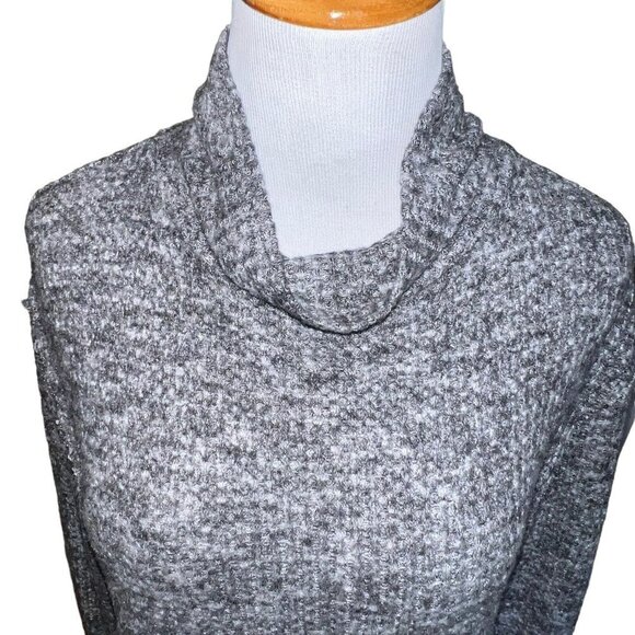 Anthropologie Eri + Ali Bronte Mock Neck Tiered Sweater Small Gray Babydoll - Picture 4 of 11